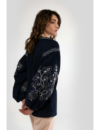 Картинка Вишиванка "Лебедине" темно-синя 